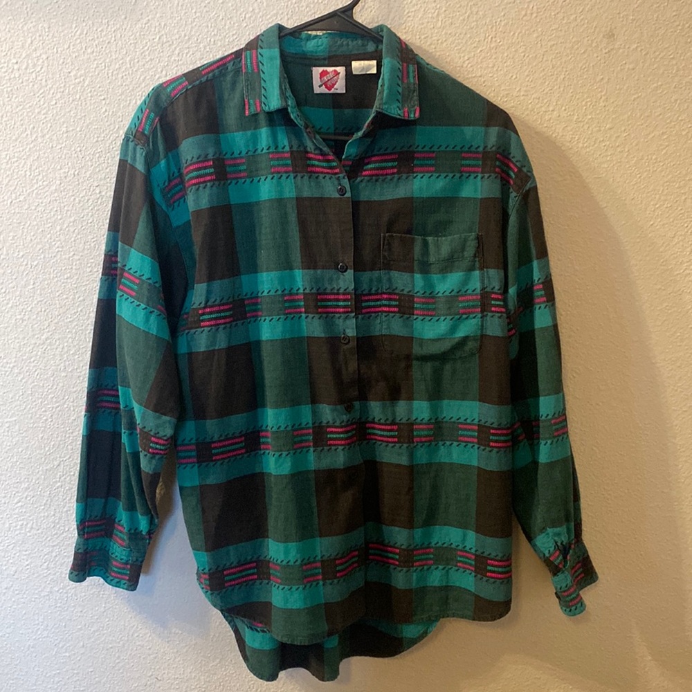Vintage Keren Hart flannel with shoulder pads size large